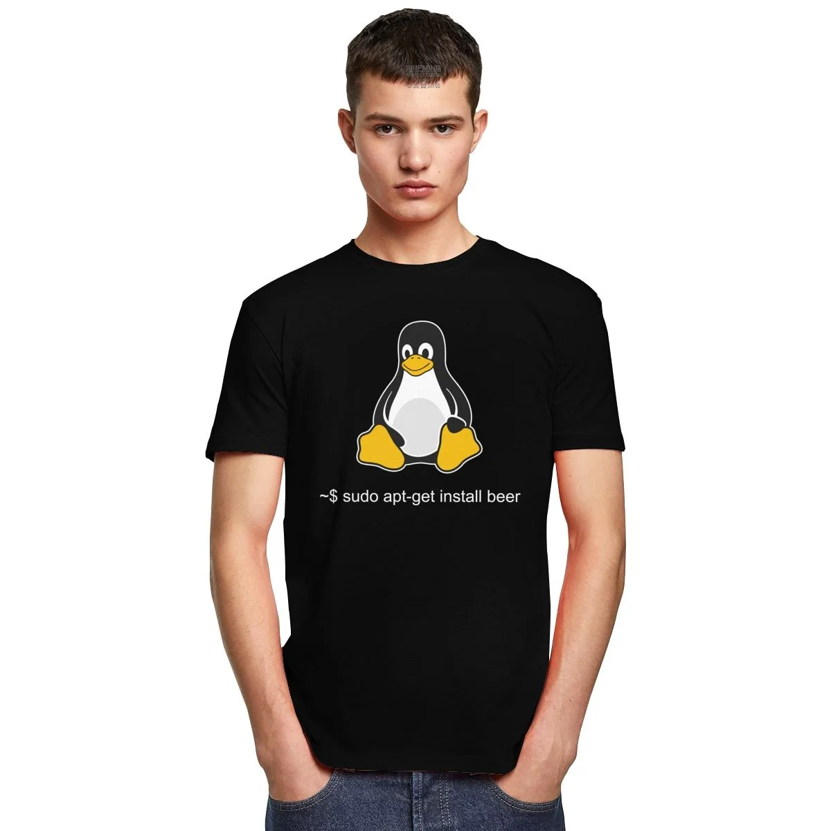 Забавная футболка Linux Sudo Get Me A Beer Мужская с коротким рукавом пингвином