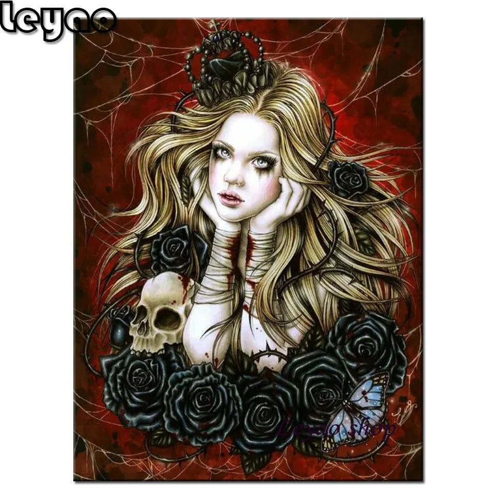 

Diamond Painting Vampire Girl Cross Stitch Diamond Art Embroidery Fantasy Girl Full Drill Square Home Decor Rhinestones Mosaic