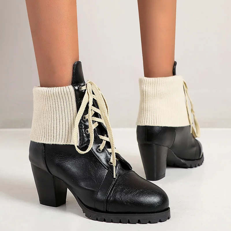 

FEDONAS Shoes Woman Winter Newest Warm Boots Platform Sexy High Heels Ankle Boots Cross Tied Wedding Office Lady Women Pumps