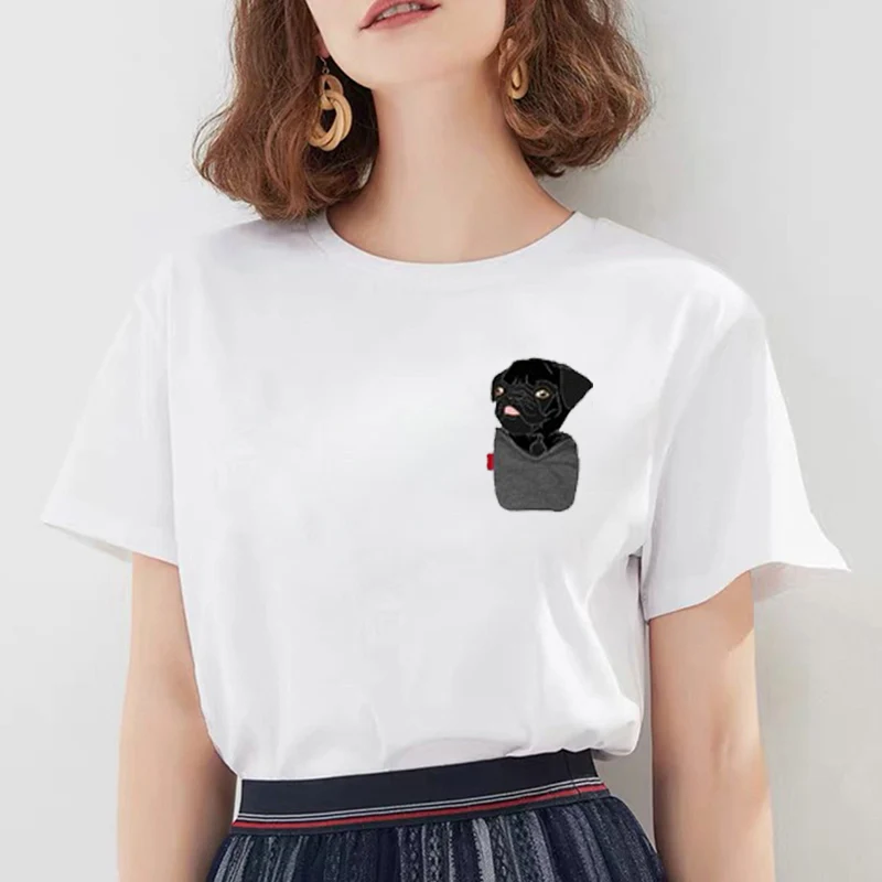 Футболка женская с принтом собаки милая Повседневная рубашка коротким рукавом