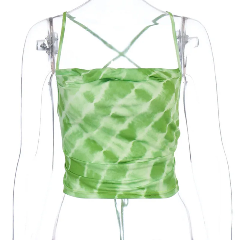 

Print Corset Top 2021 Summer Clothes for Women Backless Halter Tank Sexy Crop Tops Y2K 90s E-girl Fairy Grunge Harajuku Gothic