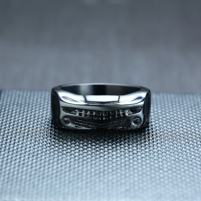 Мужские Стильные черные кольца в стиле панк рок для автомобиля из нержавеющей