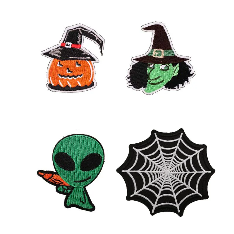 Новый Паук веб Хэллоуин Тыква Alien с нашивкой и симпатичными аппликациями эмблема