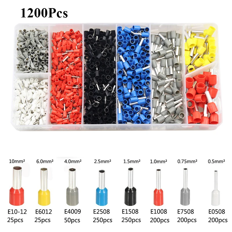 

1200PCS Tubular Terminal Crimping Tools Mini Electrical Pliers HSC8 6-4A/HSC8 6-4 0.25-10mm2/0.25-6mm2 23-7AWG Hand Tools Set