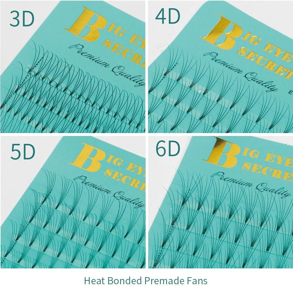 

BES 1 Tray 3D 4D 12 Lines Short Stem Russian Volume Lashes 0.05mm C D Curl 18mm Premade Fans Natural Soft Eyelashes Extensions