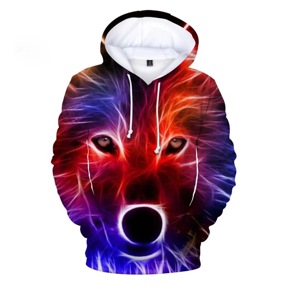 

Толстовка Мужская/женская с 3D-принтом волка, Модный свитшот с капюшоном, персонализированный 3D пуловер для подростков, уличная одежда, осен...