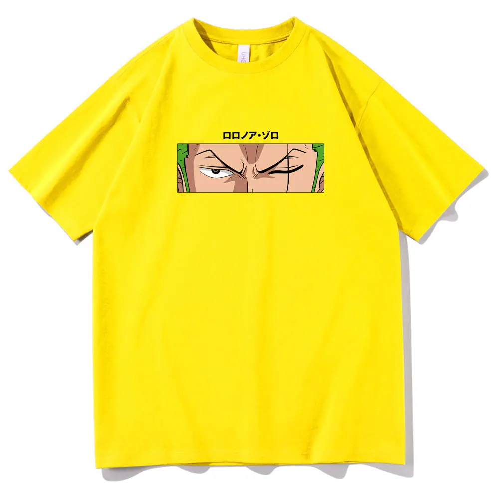 

Japan Comics ONE PIECE Short Sleeve Dazzle Cool Design Roronoa Zoro Eyes Print T-shirt Clothes for Teens Unisex Harajuku T Shirt