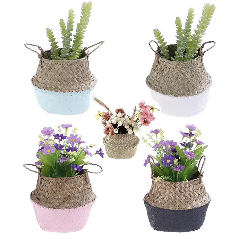 Ротанговая Соломенная Корзина плетеные морские водоросли складной горшок для