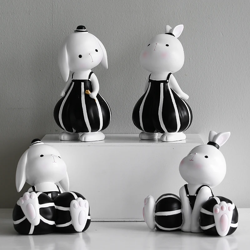 Miz милые брюки фонарики в черно белую полоску украшение кролика из смолы для дома