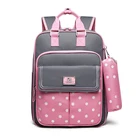 Детский ортопедический школьный рюкзак в горошек для девочек, школьные ранцы для детей, Набор сумок для учебников, милый чехол для карандашей