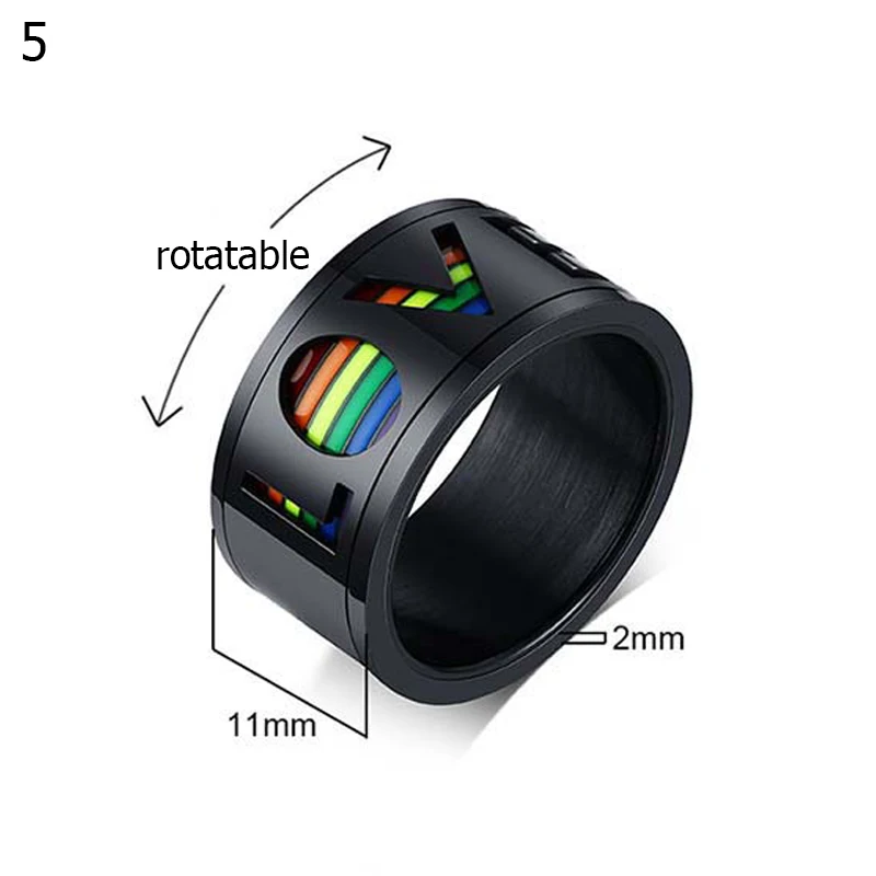 

Women Rainbow Couple Rings Colorful Engagement Ring Band Finger Ring Stainless Steel Round Finger Jewelry Unisex Decoration