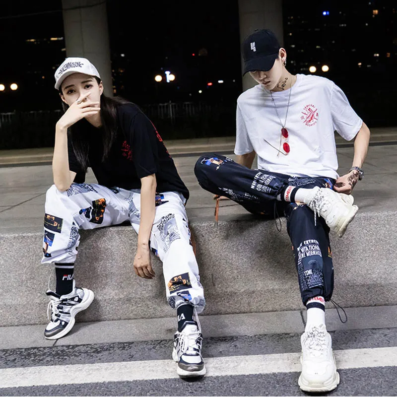 

Hip Hop Pants Men Loose Joggers Pants with Print Streetwear Harem Pants Clothes Ankle Length Trousers Harajuku Sport Casual