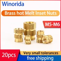 brass hot melt inset nuts heating molding copper thread inserts nut sl type double twill knurled injection brass nut m5m6 20 pcs