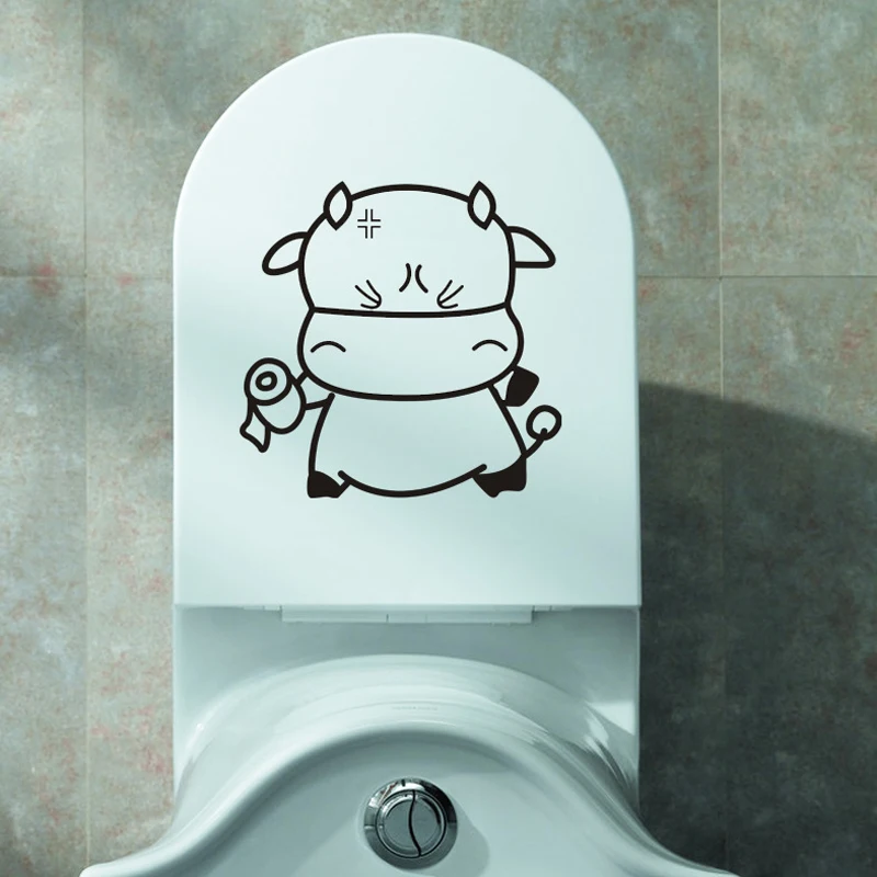 

Cartoon Cute Calf Toilet/wall Stickers Bathroom Decor Cupboard for Home Decoration Vinyl Decals Funny Wall Stickers Kawaii