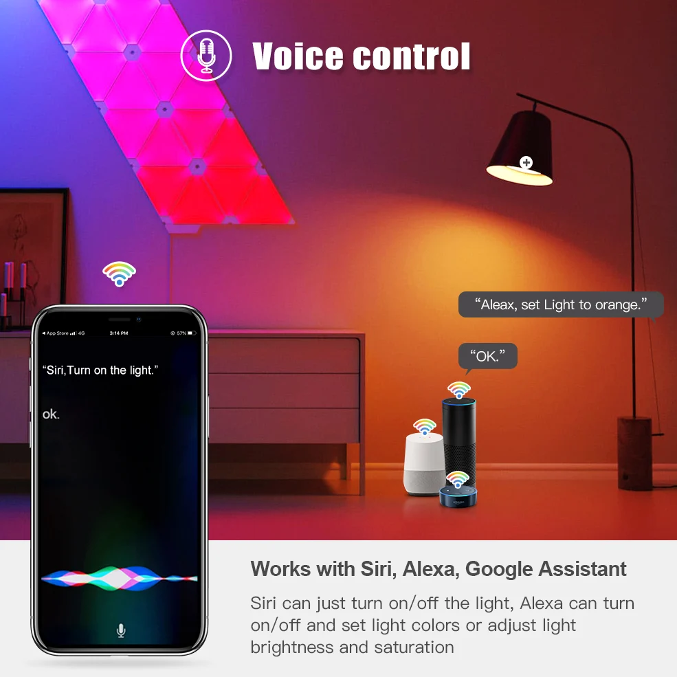Умная лампочка E27 LED RGB с Wi Fi 12 Вт управление через приложение Alexa/Google Home + белый
