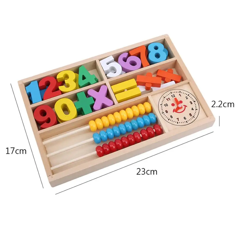 

Kids Montessori Wooden Abacus Clock Arithmetic Blocks Math Learning Box Toddler Early Education Cognition Toy