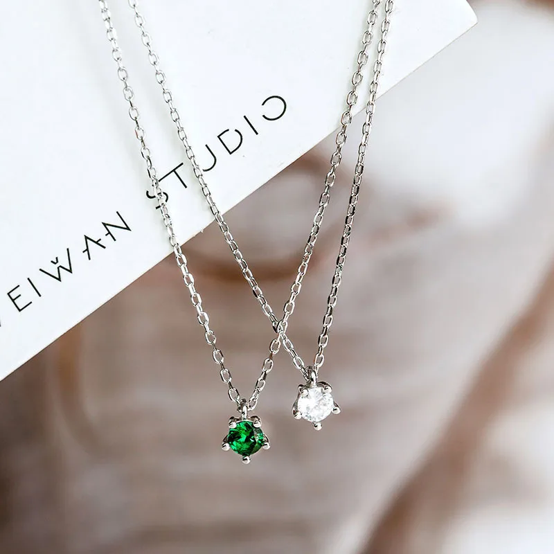 

Light Green Pendant Necklace for the Evening Women's Sterling Silver Trendy Internet Celebrity Ins Simple Temperamental Minority