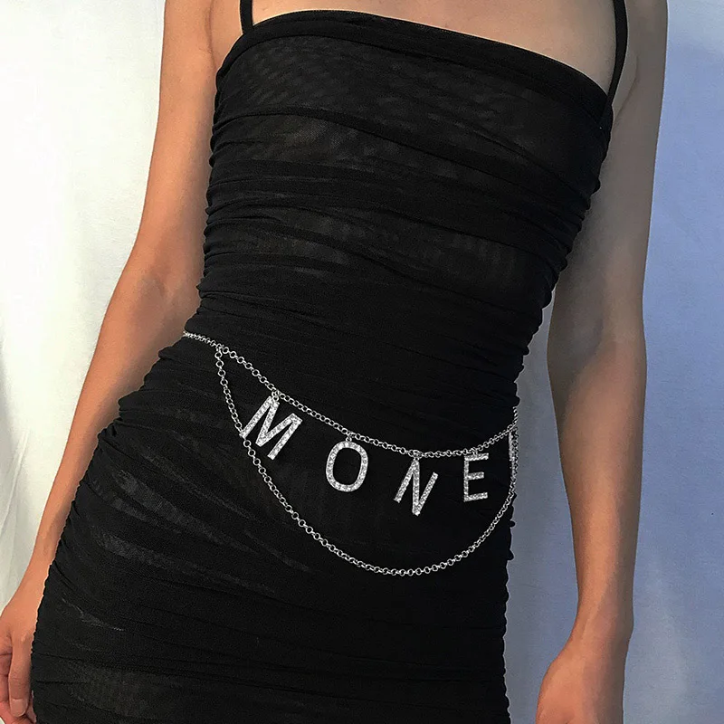 Женская винтажная цепочка на талию RE многоярусная металлическая стразы с