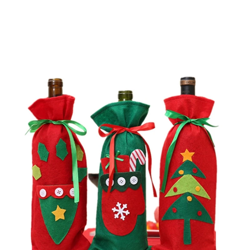 

Декоративные подарочные пакеты в виде Санта-Клауса, Рождественская Крышка для винной бутылки в виде снеговика, настольные украшения на Рож...