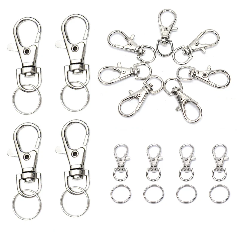 50pcs Metal Key Chain Rings Swivel Clasps Lanyard Snap Hook Lobster Claw 25pcs clasp + chain rings - купить по выгодной цене |