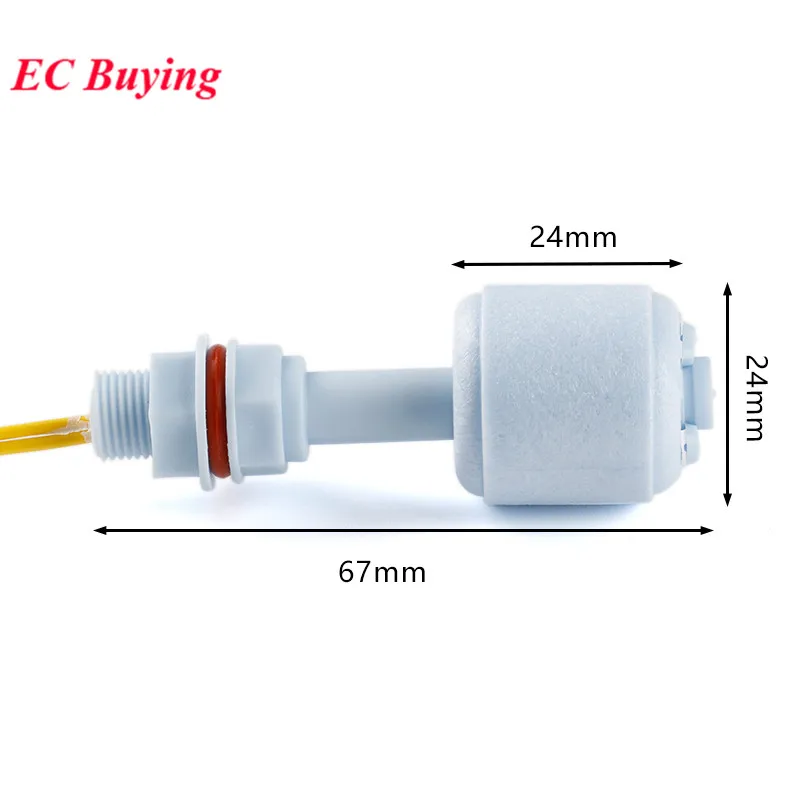 PP Floating Ball Switch Liquid Water Level Sensor Horizontal Float Switch Down