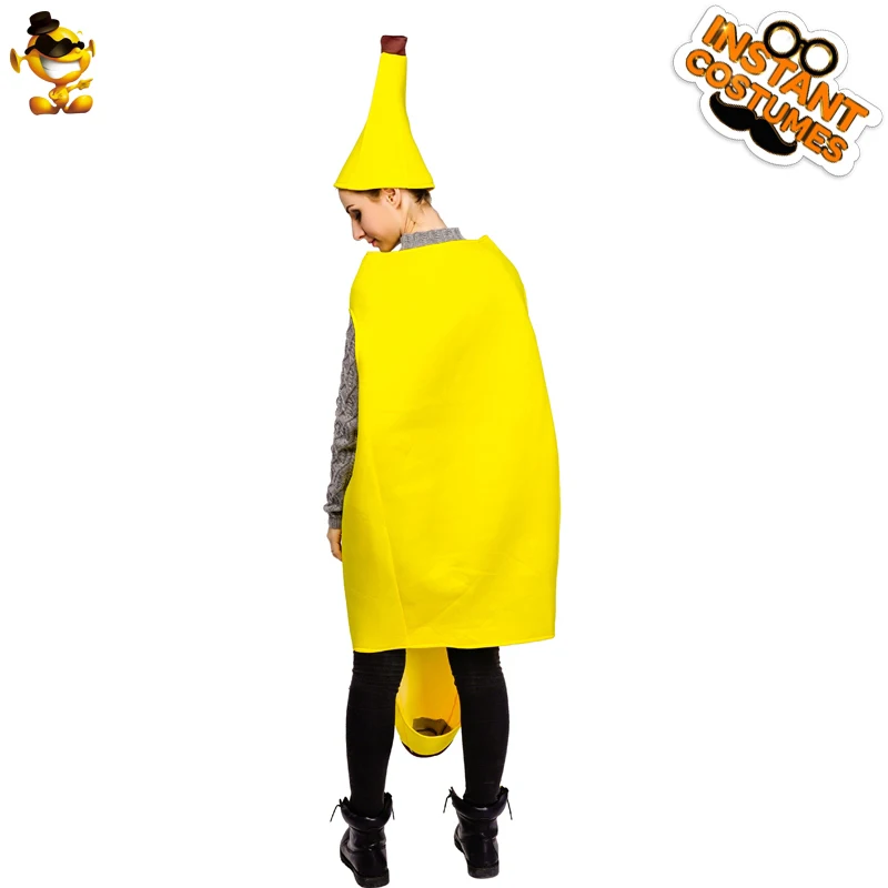 Unisex Adult Cosplay Yellow Banana Costume Halloween Party Fashion Funny Jumpsuit Female Fancy Dress Yummy Food Mascot |