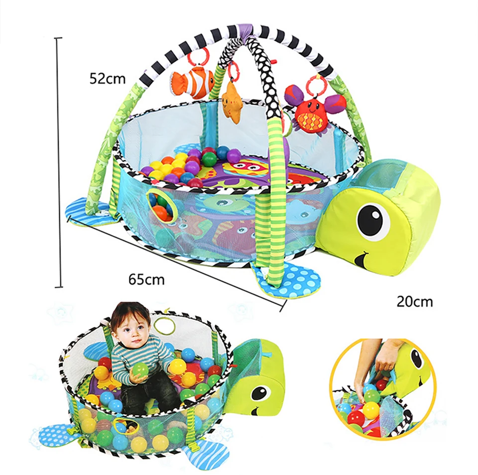 IMBABY Baby Game Mat Multi-Function Cartoon Marine Ball Three-In-One With Ball Fitness Rack Crawling Pad baby gym Newborn Toy