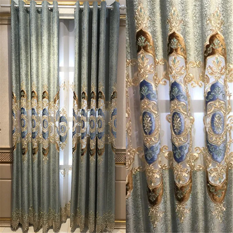 Роскошные полузатемняющие занавески с вышивкой в скандинавском стиле для