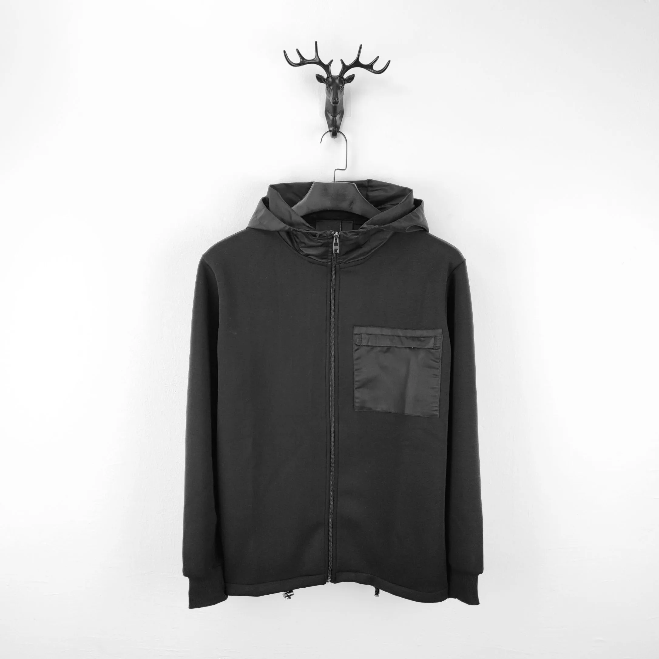 

Мужская хлопковая толстовка на молнии, Повседневная Уличная толстовка с капюшоном и декоративным карманом, 2021