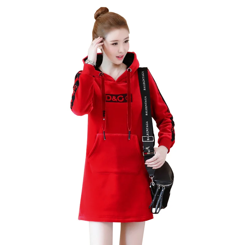 Женская зимняя теплая толстовка с капюшоном мешковатый пуловер Свитшот оверсайз