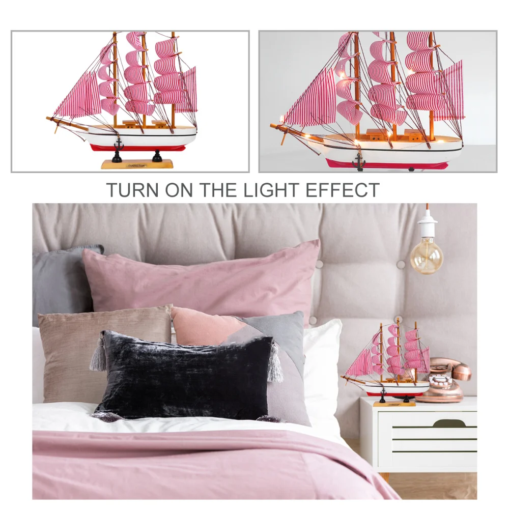 

1Pc Simulation Sailing Ornaments Wooden Ship Craft Desktop Decoration for Home