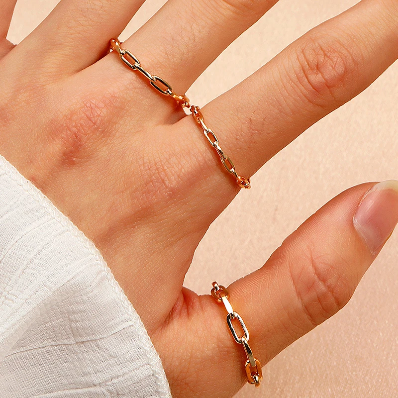 

3pcs/set Vintage Stainless Steel Twist Chain Rings Set For Women Classic Geometric Rings Couple Jewelry Brithday Gifts