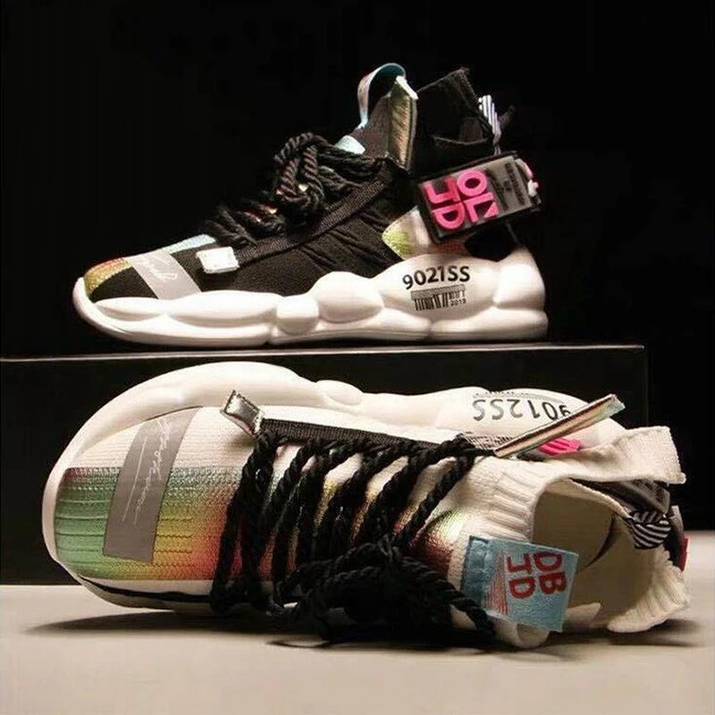 Мужские кроссовки в стиле хип хоп темно синие дышащие удобная повседневная обувь