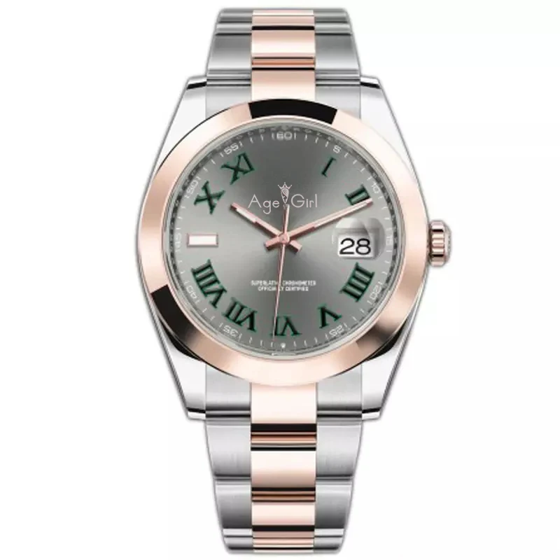 8 Роскошные брендовые Новые Мужские автоматические механические часы Datejust из нержавеющей стали сапфировые серебряные розовое золото Римский зеленый синий серый часы 41 мм - Цвет: 8