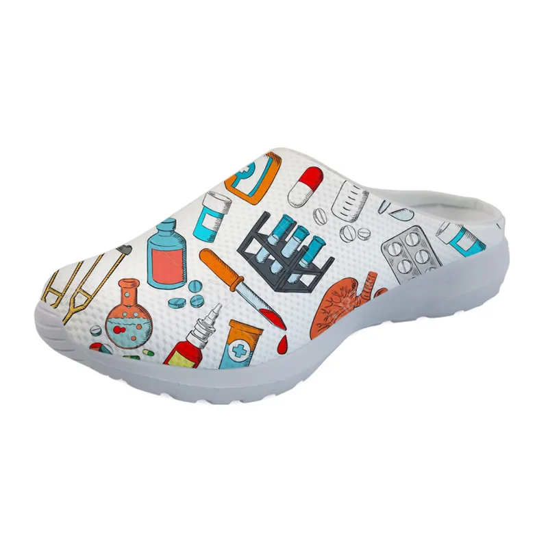 FORUDESIGNS Cartoon Nurse Pattern Sandals Women Slipper Female Summer Shoes for Ladies Sandalias Mujer Women's Flats Mesh - Цвет: YQ2385CA