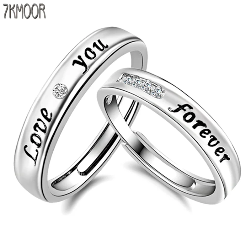 

7KMOOR English Epoxy LOVE Eternal Rings Men Women Couples Open Rings Valentine's Day Gifts Jewelry CZ10101