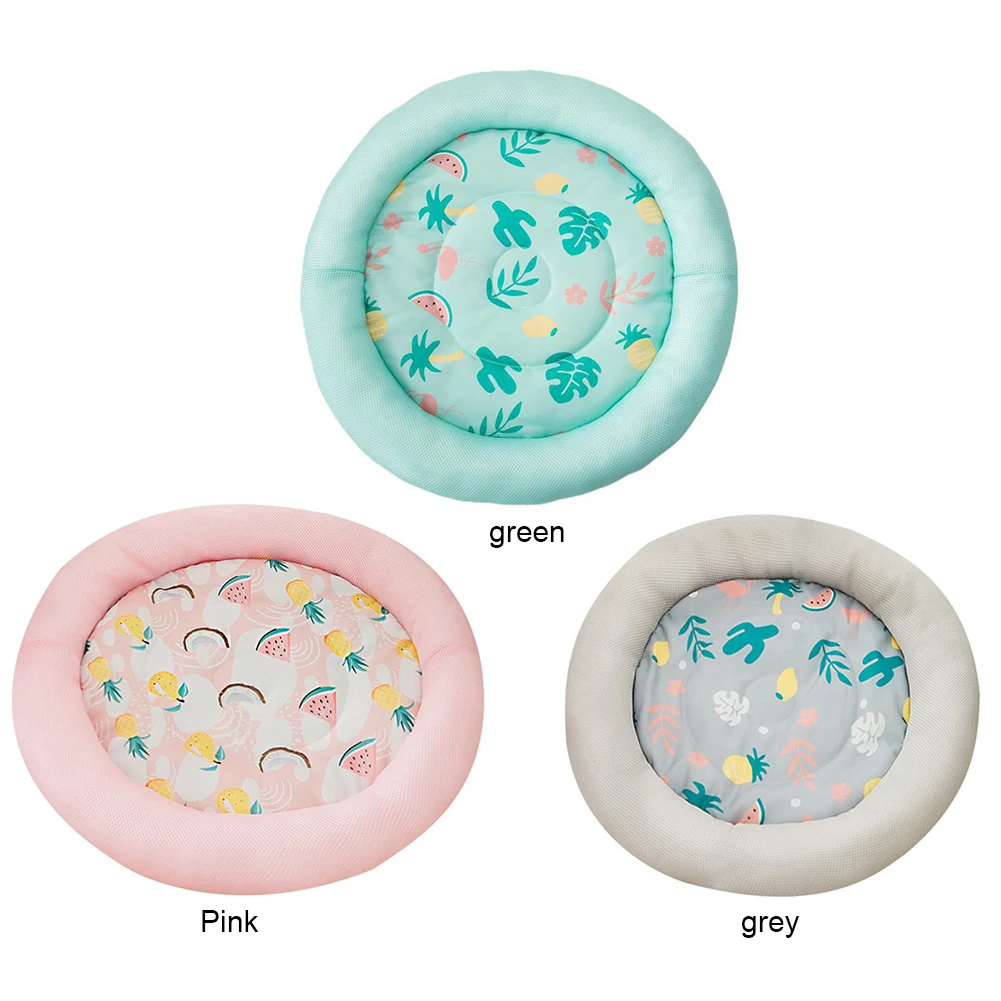 

Round Cat Beds Cooling House Breathable Cushion Summer Comfortable Pet Dog Bed For Dogs Basket Pet Sleeping Ice Pad Cat Mat