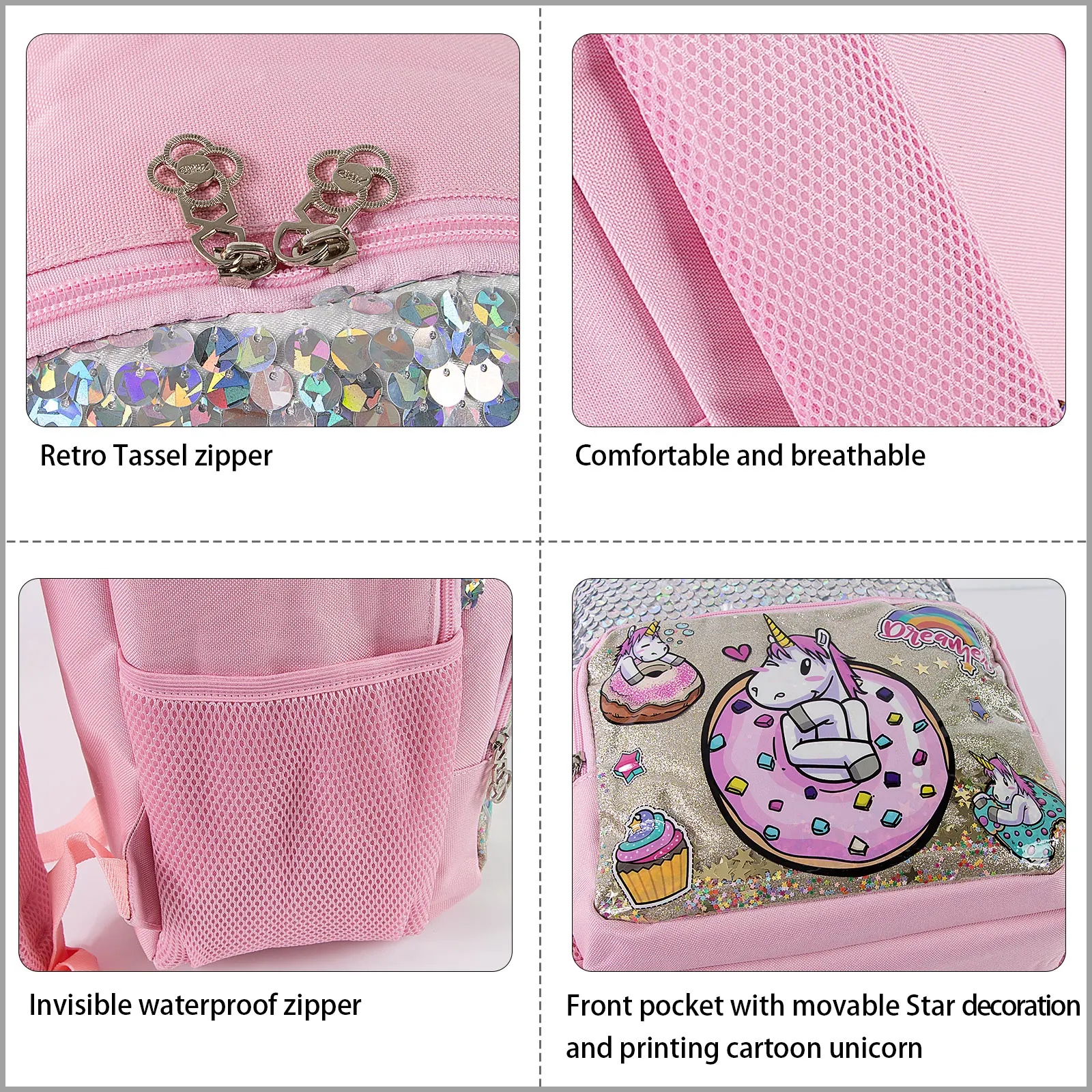 Unicorn Glitter Sequins Kawaii Bookbag Cute Satchel Bag School Anime Backpack for Girls Laptop Bag Kids Children Primary Bag