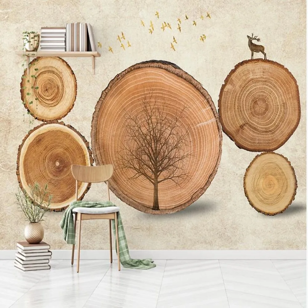 Пользовательский 3D скандинавский год дерево большое Лось птица ТВ диван спальня