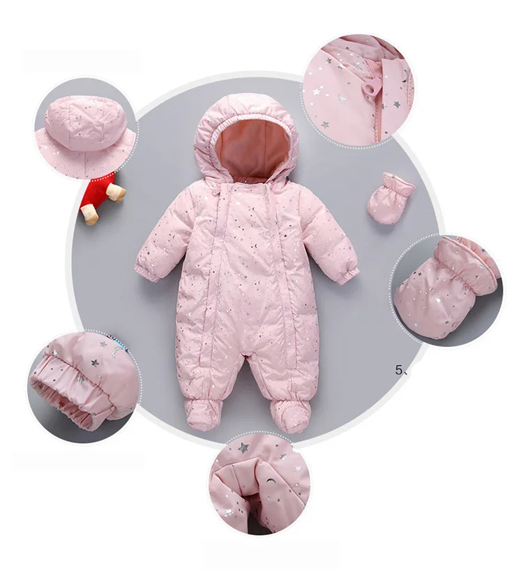 Ircomll Детский комбинезон для новорожденных русской зимы ветрозащитный белый с