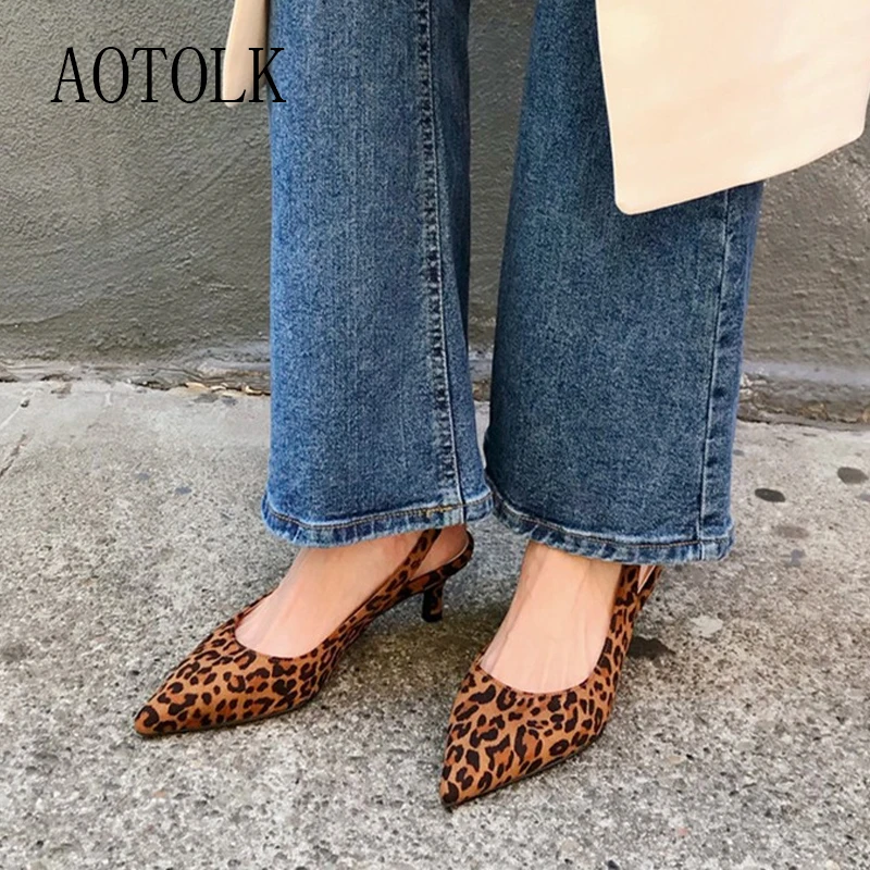 Леопардовые сандалии Женская Повседневная пикантная женская обувь на высоком