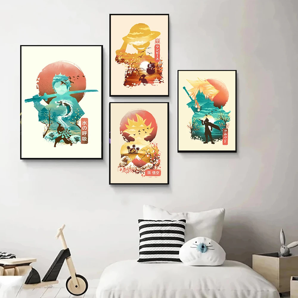 

Japanese Demon Slayer Anime Poster Character Canvas Painting Print Wall Art Pictures Aesthetic Teen Kid Room Home Decoration
