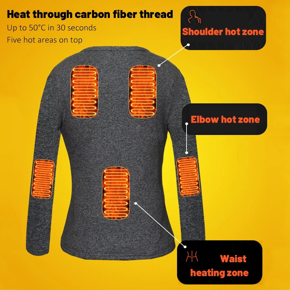 

Men'S Thermal Underwear Fleece Lining Thermal Underwear USB Electric Heating Jacket and Pants Keep Warm in Autumn and Winter