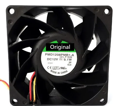 Оригинальный 100% рабочий телефон 8038 80 мм 12 В 9,1 Вт 3-линейный серверный охлаждающий вентилятор 80*80*38 мм