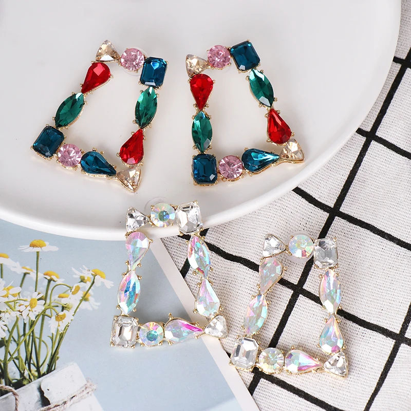 FASHIONSNOOPS, модные серьги-капли ZA с кристаллами, стразы для женщин геометрической формы, в стиле бохо, Висячие массивные большие серьги, ювелирные изделия, подарки