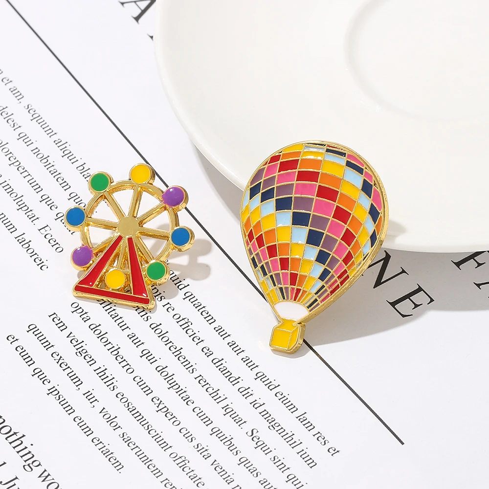 Креативная яркая эмалированная брошь в виде воздушного шара металлический