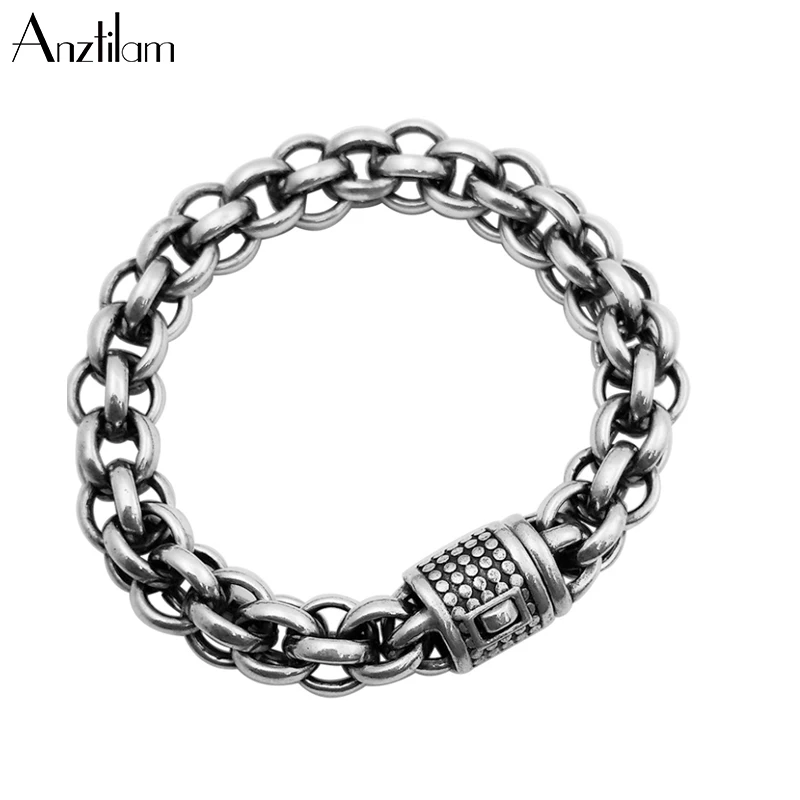 

Anztilam New 100% Real Pure S925 Sterling Silver colour Men bracelets Hemp Rope Vintage Handmade Thai Silver Boyfriends Gift