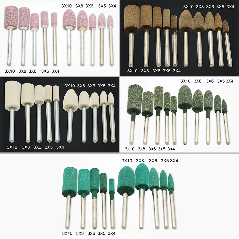 

100pcs Electric Polishing Buffing Accessories Grinding Bits Set with 1/8 Shank Wool Sesame Rubber Jade Cowhide Abrasive Tools