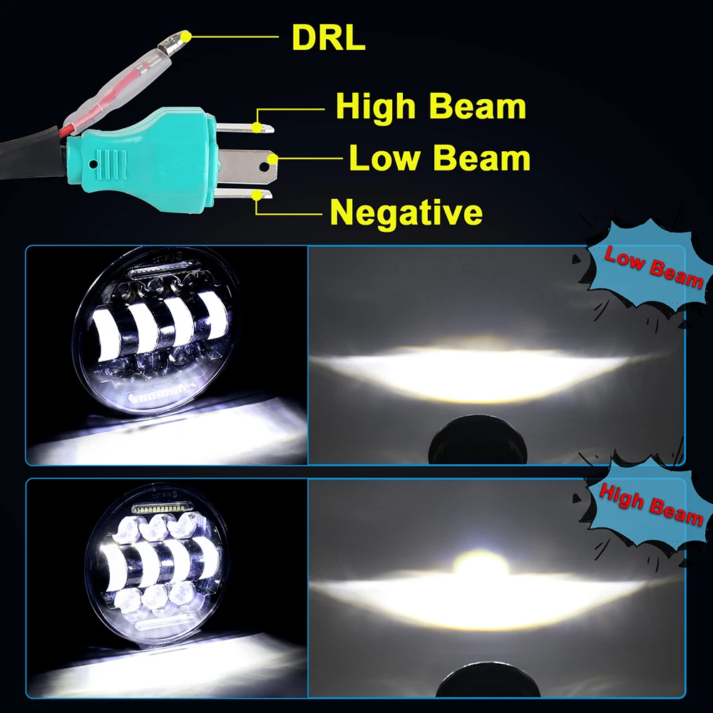 Аксессуары для мотоциклов 5 75 светодиодная фара 3/4 дюйма Белый Янтарный ореол Harley