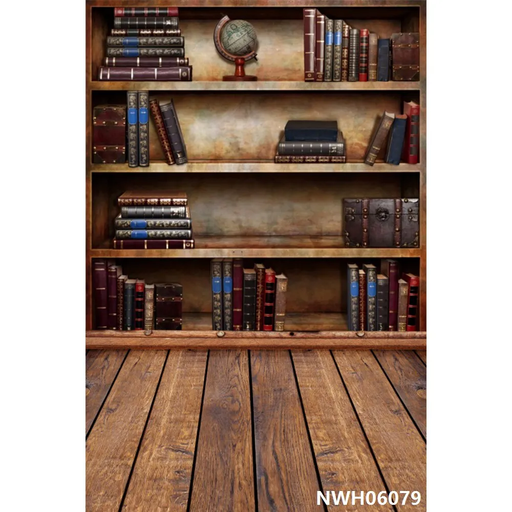 Laeacco детская библиотека деревянный пол старая книжная полка книга фотографии фоны индивидуальные фотографические фоны для фотостудии - Цвет: NWH06079